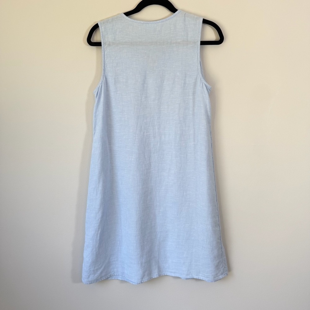 J. Jill Love Linen Dress Blue Beaded Embroidered Shift Sleeveless Tunic PS - Picture 5 of 6
